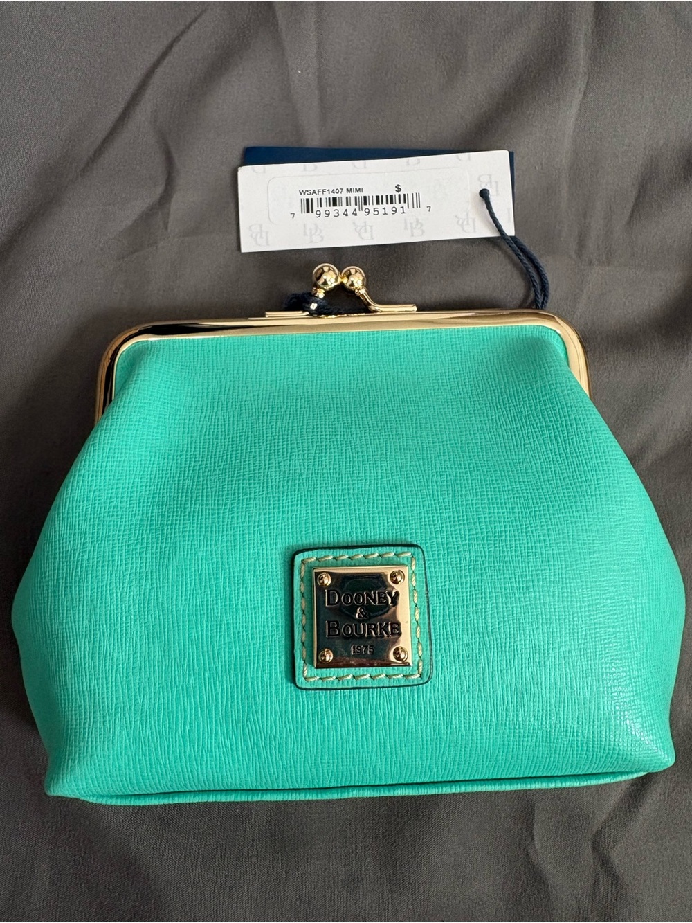 Dooney & Bourke Teal Kiss-Lock Cosmetic Coin Pouch